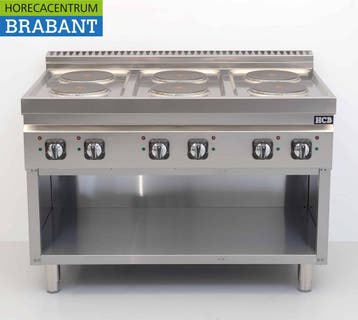 HCB RVS 6 pits elektrisch fornuis 15,6 kW 400V 120 cm Horeca, Ophalen of Verzenden, Nieuw in verpakking