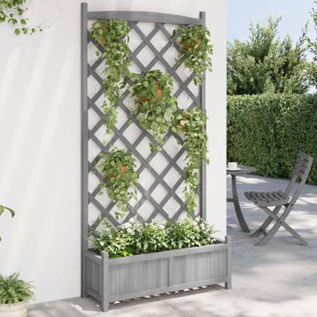 vidaXL Plantenbak met latwerk 90x35x180 cm massief vurenhout, Verzenden, Nieuw, Hout
