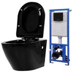 vidaXL Hangend toilet met verborgen stortbak keramiek zwart, Doe-het-zelf en Verbouw, Sanitair, Verzenden, Nieuw