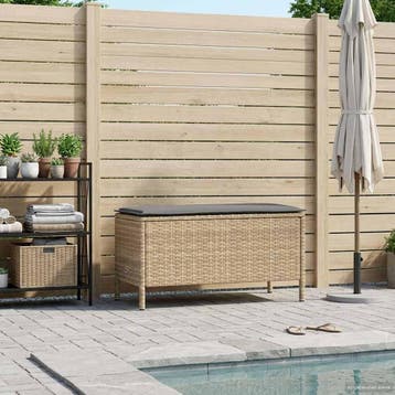 vidaXL Tuinvoetenbank Beige en Licht Grijs 80 x 38 x 42 cm, Tuin en Terras, Tuinsets en Loungesets, Verzenden, Nieuw, Rotan
