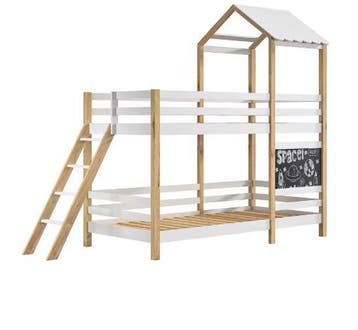 Speels Kinder Stapelbed 90x200 cm met Tekentafel en Glijbaan, Verzenden, Nieuw