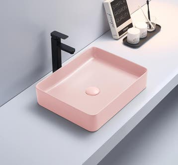 Wastafel Elena 50x40x11cm mat roze inclusief afvoerplug, Doe-het-zelf en Verbouw, Sanitair, Verzenden, Nieuw