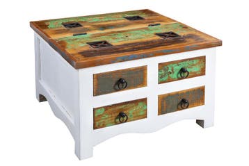 Massieve salontafel JAKARTA 70cm mangowitte kleurrijke, Ophalen of Verzenden, Nieuw