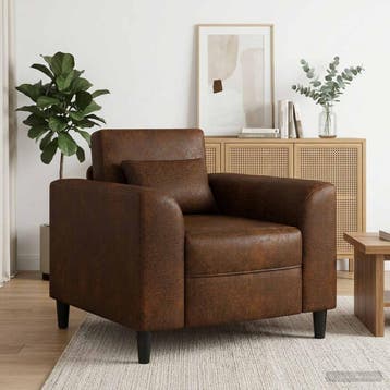 vidaXL Fauteuil Bruin Nep Suede Leer, Verzenden, Nieuw