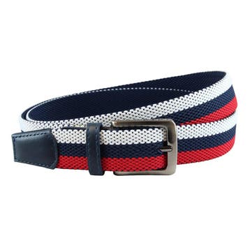 Landley Elastische Geweven Riem – Rood/Blauw/Wit - 105, Kleding | Dames, Riemen en Ceinturen, Verzenden, Nieuw, 100 cm of meer