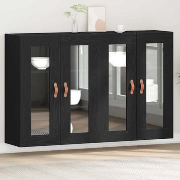 vidaXL Wandkasten 2 pcs Zwart Eiken 69,5 x 34 x 90 cm, Minder dan 50 cm, Verzenden, Nieuw, Minder dan 100 cm