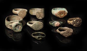 Roman / Middeleeuws Set van negen bronzen ringen - 3 cm