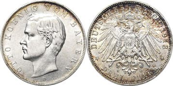 3 Mark Bayern Otto 1886-1913, Verzenden