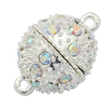 Magneetslotje verzilverd met strass 14mm gat 2mm AB, Hobby en Vrije tijd, Kralen en Sieraden maken, Ophalen of Verzenden, Nieuw