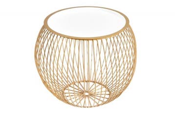 Ronde salontafel OPSLAG 40cm goud wit metalen dienblad, Ophalen of Verzenden, Nieuw