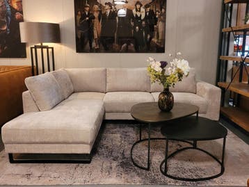 Hoekbank Brandon taupe/ beige | voorraad ACTIE!, Huis en Inrichting, Verzenden, Nieuw, Hout, Modern, hotelchique, industrieel