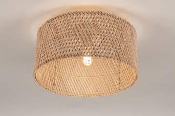Rietveld Plafondlampen - Beige, Naturel - Rotan, Verzenden, Nieuw