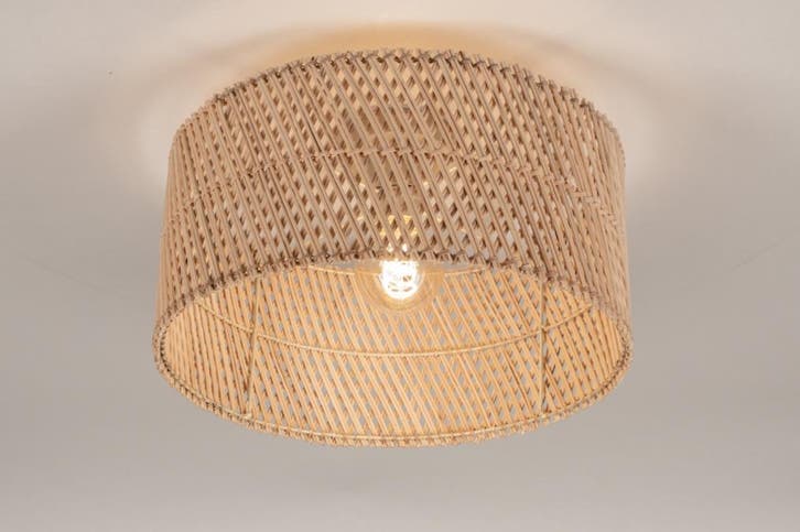 Rietveld Plafondlampen - Beige, Naturel - Rotan, Huis en Inrichting, Lampen | Plafondlampen, Verzenden