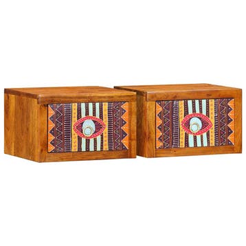 vidaXL Nachtkastje met lade 2 pcs Bruin 35 x 30 x 22 cm, Minder dan 45 cm, Verzenden, Nieuw, Minder dan 55 cm