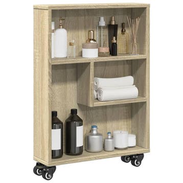 vidaXL Smalle Opbergtrolley Sonoma Eiken 48x13x68 cm Bewerkt, Huis en Inrichting, Verzenden, Nieuw, Overige houtsoorten, Minder dan 100 cm