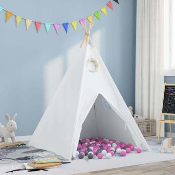 vidaXL Teepee Tent Wit 120 x 120 x 150 cm Stof en Plastic, Kinderen en Baby's, Verzenden, Nieuw