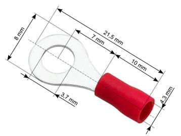Ringkabelschoen Rood 3.7-8.0 mm - Gat diameter 4,3 mm - M3 -, Ophalen of Verzenden, Nieuw