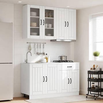 vidaXL Keukenblok LUCCA 4 st Wit Bewerkt hout, Huis en Inrichting, Verzenden, Nieuw, Wit