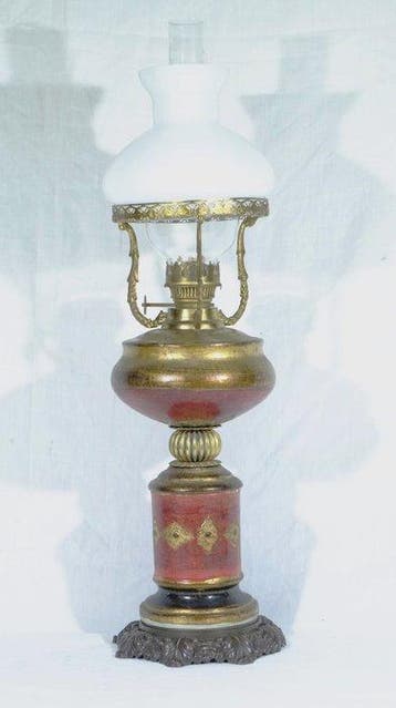 Petroleumlamp - Majolica, Opaline glas, Kristal -