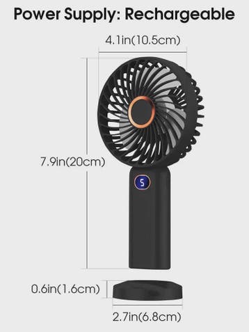 Draagbare Handventilator met Digitale Display en 5 Snelheden, Verzenden, Nieuw in verpakking