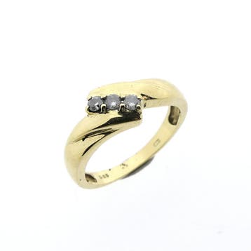Gouden rijring met diamant; 0,12 ct., 18 tot 19, Gebruikt, Ophalen of Verzenden, Met edelsteen