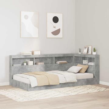 vidaXL Opberghoofdbord met plank Beton Grijs 75 cm Bewerkt, Verzenden, Nieuw, Grijs, Hout