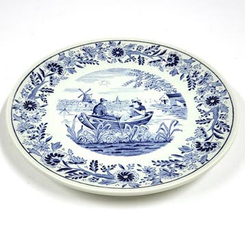 Vintage Royal Boch wandbord met Hollands landschap, boot en, Verzamelen, Verzenden, Gebruikt