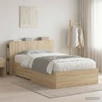 vidaXL Bedframe met opslag Sonoma Eiken 80 x 200 cm Bewerkt, Verzenden, Nieuw, Bruin, Hout
