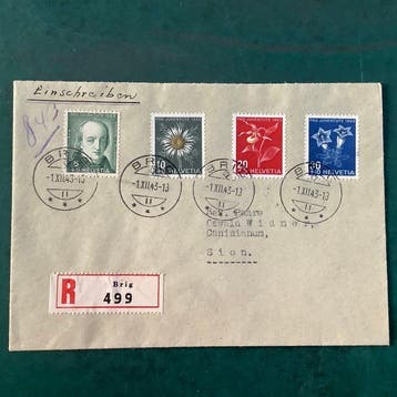 Zwitserland 1943 - Pro Juventute op FDC met stempel van, Gestempeld