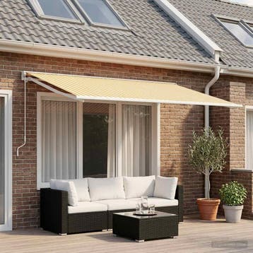 vidaXL Vervangingsdoek voor zonnescherm Geel en Wit 250 x, Verzenden, Nieuw