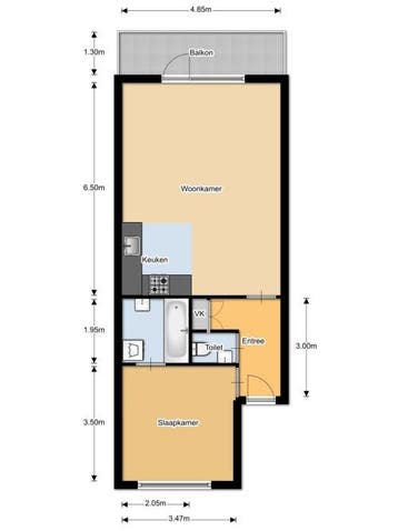 Te Huur 2 kamer Appartement Middellaan In Breda, Noord-Brabant, Direct bij eigenaar, Breda, Appartement