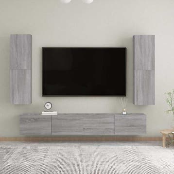 vidaXL Tv-wandmeubel 30,5x30x110 cm grijs sonoma, Huis en Inrichting, Kasten | Televisiemeubels, Minder dan 50 cm, Verzenden, 100 tot 150 cm