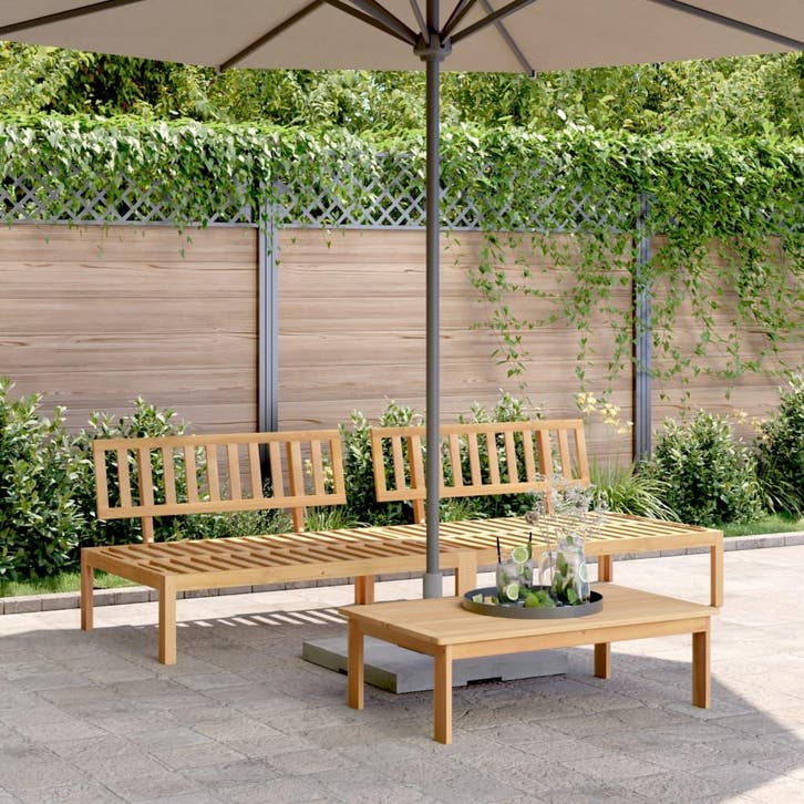 vidaXL Tuinmiddenbanken 2 st pallet massief acaciahout, Tuin en Terras, Tuinsets en Loungesets, Nieuw, Hardhout, Verzenden