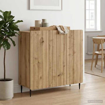vidaXL Dressoir Artisanaal eiken 89 x 34,5 x 82 cm Bewerkt, Verzenden, Nieuw, Overige houtsoorten, Minder dan 50 cm