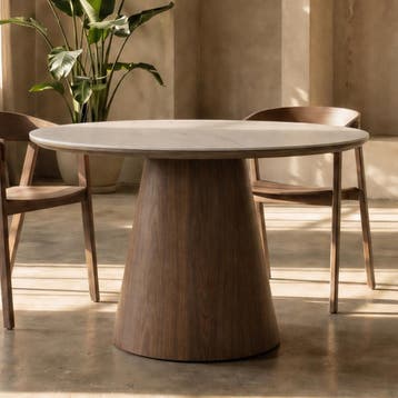 *WOONWINKEL* Ronde Eettafel Walnoot En Wit Marmer, Huis en Inrichting, Tafels | Eettafels, Verzenden, Nieuw