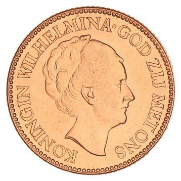 Gouden 10 Gulden Wilhelmina 1927 Pr+, Verzenden