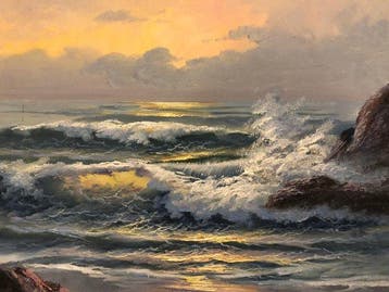 Rafael Albors Botí (1952) - Soleil Couchant à Dènia