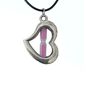 Fako Bijoux - Ketting - Hart Met Zandloper - Roze, Verzenden, Nieuw