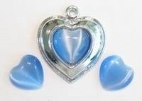 4 x plaksteen glas cate-eye hartje Saffierblauw 12 mm (ex..., Ophalen of Verzenden, Nieuw, Overige typen