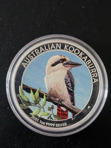 Australië. 1 Dollar 2021 Kookaburra,couleur 1 Oz (Zonder