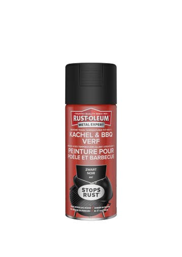 Rust oleum metal expert kachelverf en bbq verf 400 ml, zwart, Verzenden, Nieuw