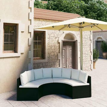 vidaXL 4-delige Loungeset met kussens poly rattan zwart, Verzenden, Nieuw, 4 zitplaatsen, Loungeset