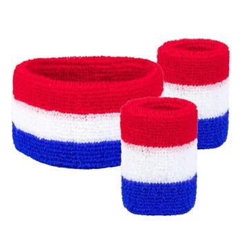 Zweetbandset Holland Rood/Wit/Blauw, Hobby en Vrije tijd, Feestartikelen, Ophalen of Verzenden, Nieuw