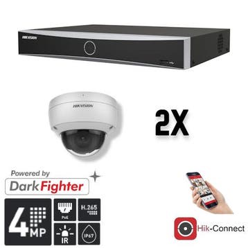 Hikvision Set 2x Dome 4MP + Recorder & Bekabeling, Ophalen of Verzenden, Nieuw