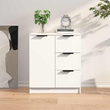 vidaXL Dressoir 60x30x70 cm bewerkt hout wit, Huis en Inrichting, Kasten | Dressoirs, Verzenden, Nieuw, 50 tot 100 cm, 25 tot 50 cm