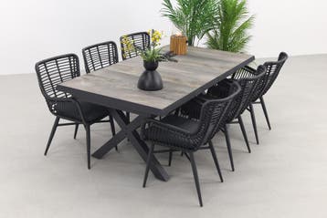 VDG Jasmine/Ottowa 205-265x100 cm. - 7-delige tuinset, Tuin en Terras, Tuinsets en Loungesets, Verzenden, Nieuw, Wicker, Tuinset