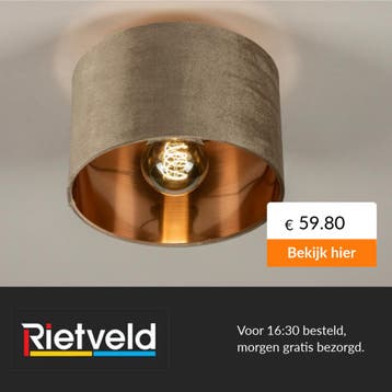 Rietveld-Plafondlampen-Zwart, Taupe-Stof, Metaal, Verzenden, Nieuw