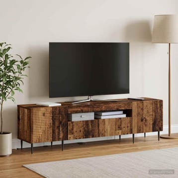 vidaXL LED tv-meubel HAARLEM 153 x 35 x 43 cm Oud hout, Minder dan 50 cm, Verzenden, Nieuw, Minder dan 100 cm