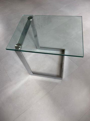 Gebra - Bijzettafel - Glas, Roestvrij staal, Chroom