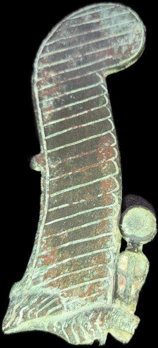 Oud-Egyptisch Brons Groot Atef-kroonveer-element, 25e